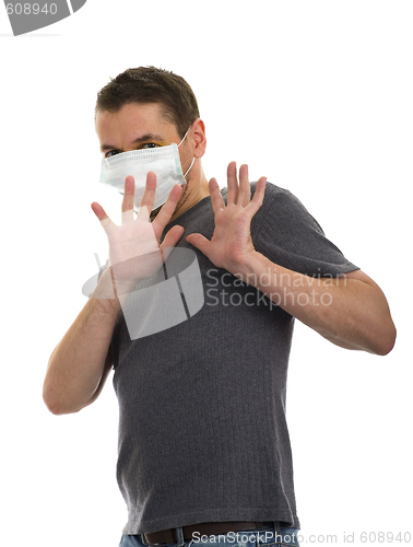 Image of protective face mask on man