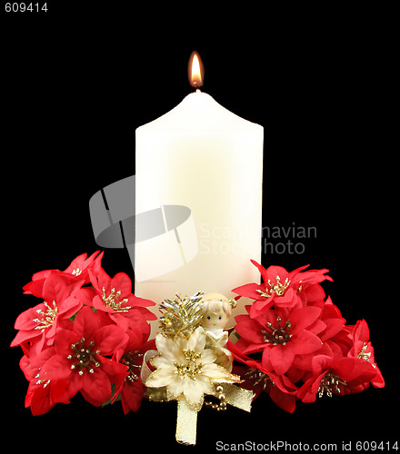 Image of Christmas Candle Red Flowers