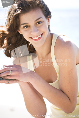 Image of Happy beach summer girl