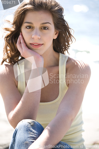 Image of Happy beach summer girl