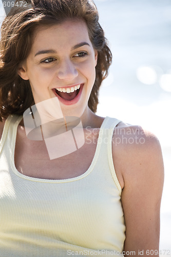 Image of Happy beach summer girl