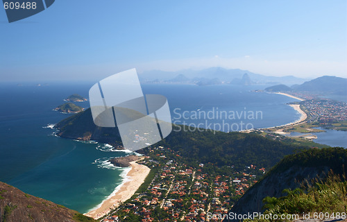 Image of Niteroi and Rio de Janeiro view from the Mourao Mountain top