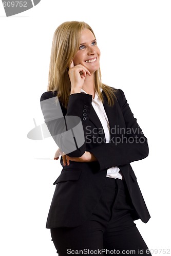 Image of attractive businesswoman standing on a white background