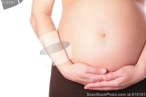 Image of pregnant woman on white background