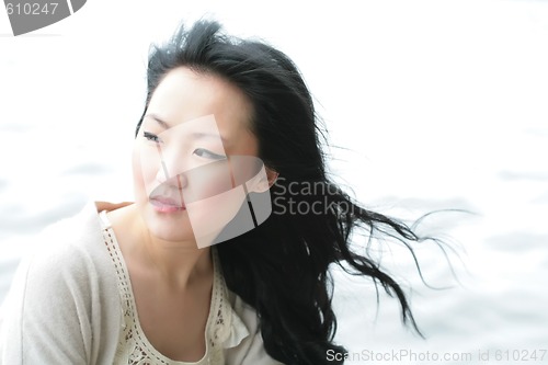 Image of pensive orient girl on wind