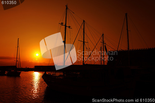 Image of Yacht harbour sunset