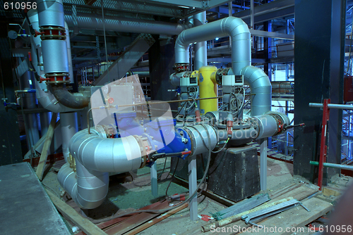 Image of Pipes, tubes, valves at a power plant