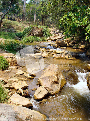 Image of water through the flowing rocks