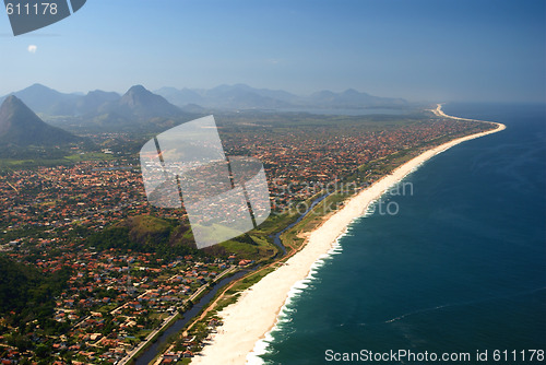 Image of Itaipuaçu beach view of the Mourao Mountain top