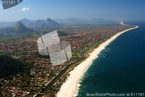 Image of Itaipuaçu beach view of the Mourao Mountain top