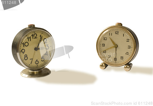 Image of two old alarm clocks