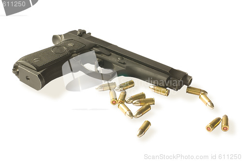Image of semi-autos gun with fourteen bullets