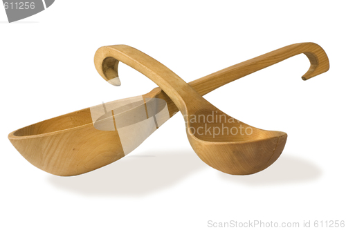 Image of  two wooden ladle 