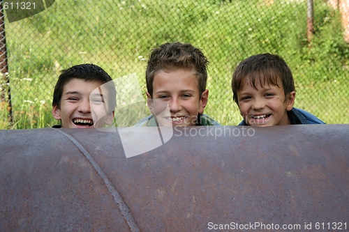 Image of happiness of a three boys