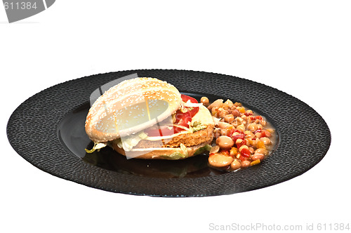 Image of Chicken burger with bean sallad