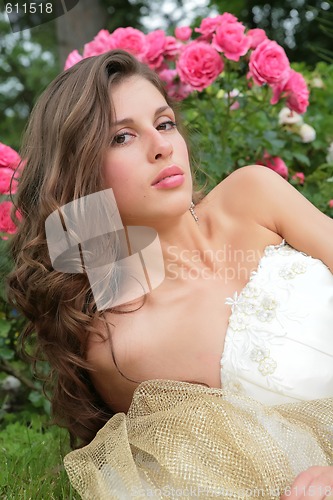Image of beautiful girl and roses