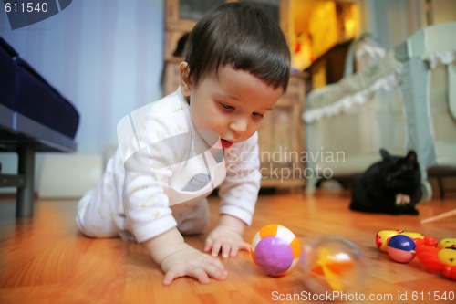 Image of little adorable infant, soft focus