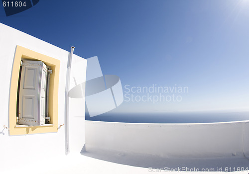 Image of greek island architecture overlooking the aegean sea