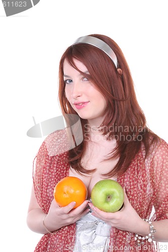 Image of irony portrait with fruits