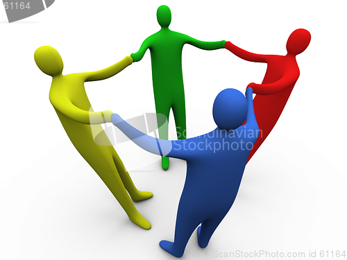 Image of 3d people holding hands #3