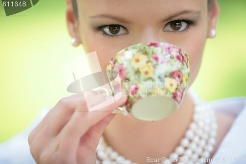 Image of girl drink coffee