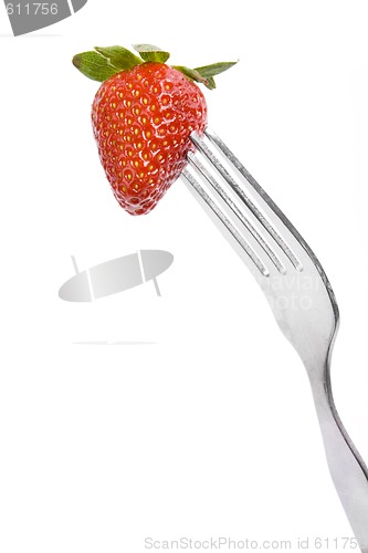 Image of fork and fresh strawberry