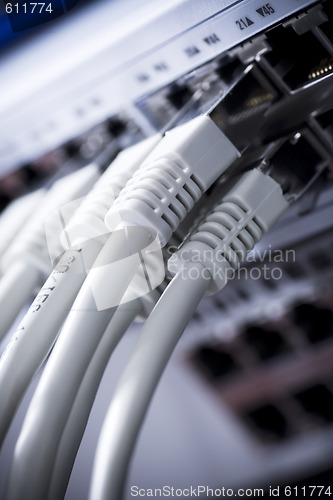 Image of lan cables connected to a switch