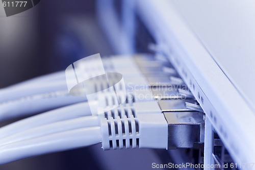 Image of lan cables connected to a switch