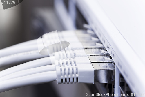 Image of lan cables connected to a switch