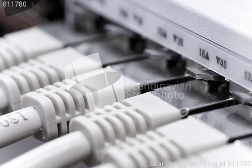 Image of lan cables connected to a switch