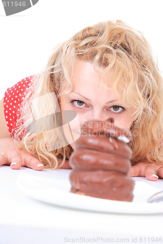 Image of Woman eating cake