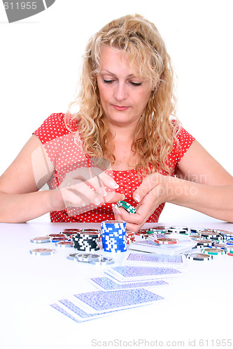 Image of woman playing poker