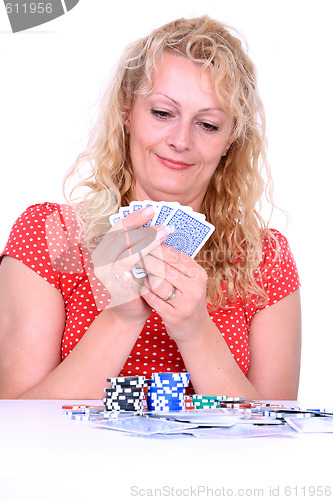 Image of woman playing poker