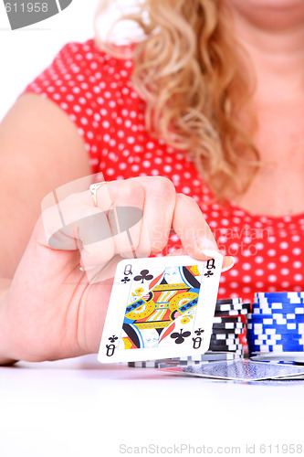 Image of woman playing poker