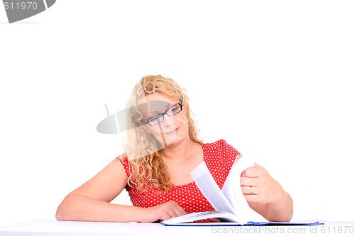 Image of Young  woman reading