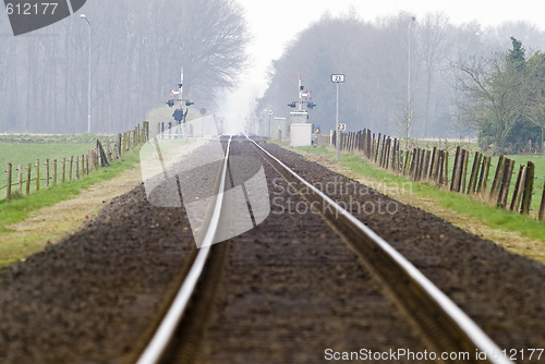 Image of Railtrack with hazy crossing.
