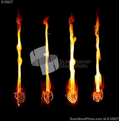 Image of flaming fiery swords