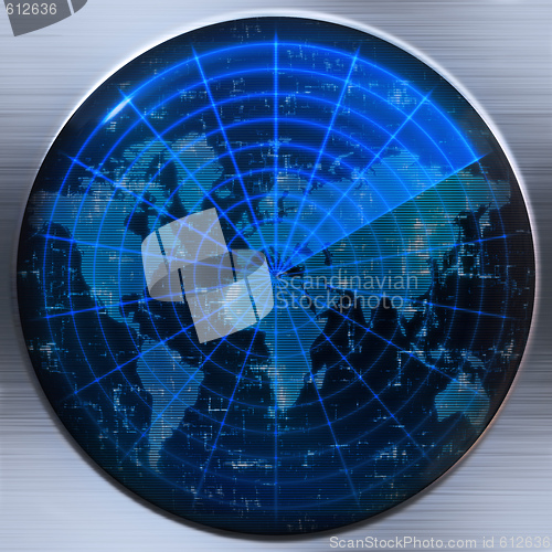 Image of world map radar or sonar