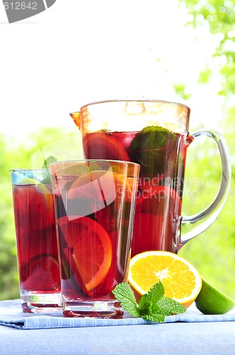 Image of Fruit punch in pitcher and glasses