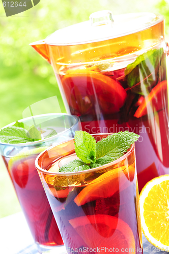 Image of Fruit punch in pitcher and glasses
