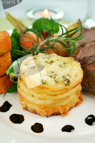 Image of Potato Stack And Baked Vegetables