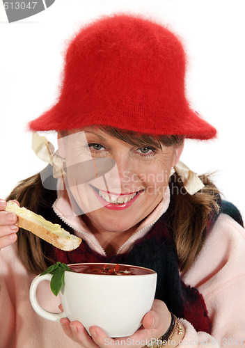 Image of Woman With Soup