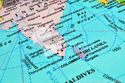 Image of Sri Lanka and India map