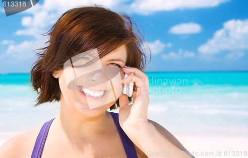 Image of happy woman with cell phone