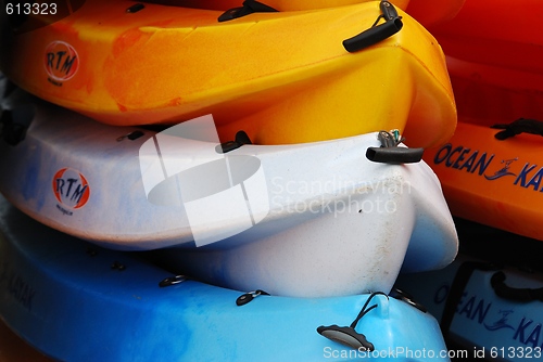 Image of Colorful kayaks