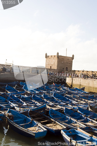 Image of native fishing boats in harbor essaouira morocco africa