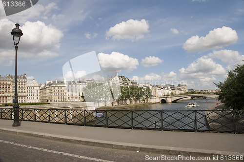 Image of left bank view of paris and river seine from bridge