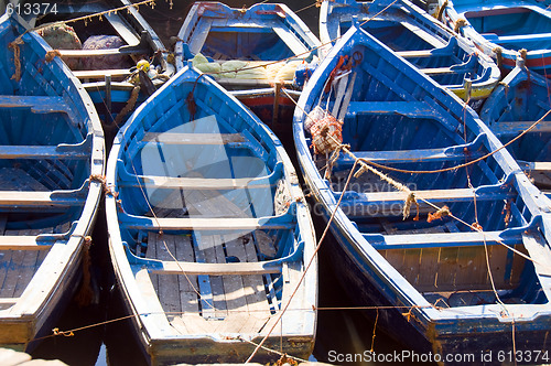 Image of native fishing boats in harbor essaouira morocco africa 