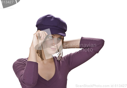 Image of Woman in a violet hat
