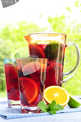 Image of Fruit punch in pitcher and glasses